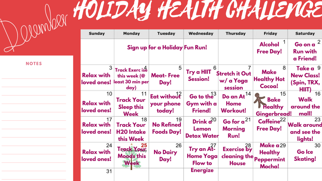 holiday health challenge layout